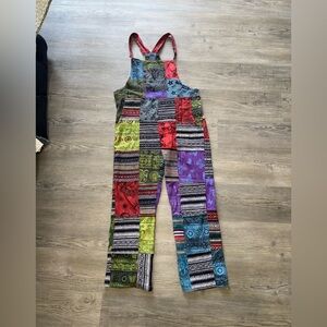 Himalaya Women’s S/M Boho Patchwork Overalls Romper